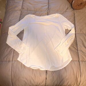 Eileen Fisher Women's White Long-Sleeve Scoop Neck Top